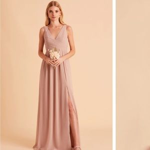 Birdy Grey bridesmaid dress taupe Laurie empire dress bump friendly